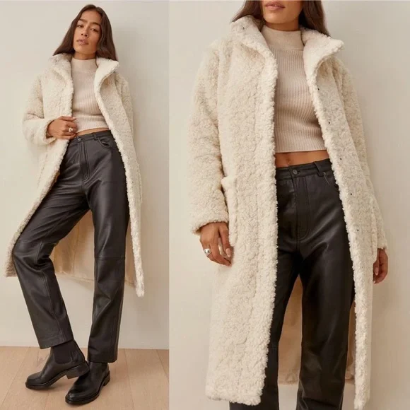 Reformation White Sherpa Bromley Coat - Picture 2 of 3
